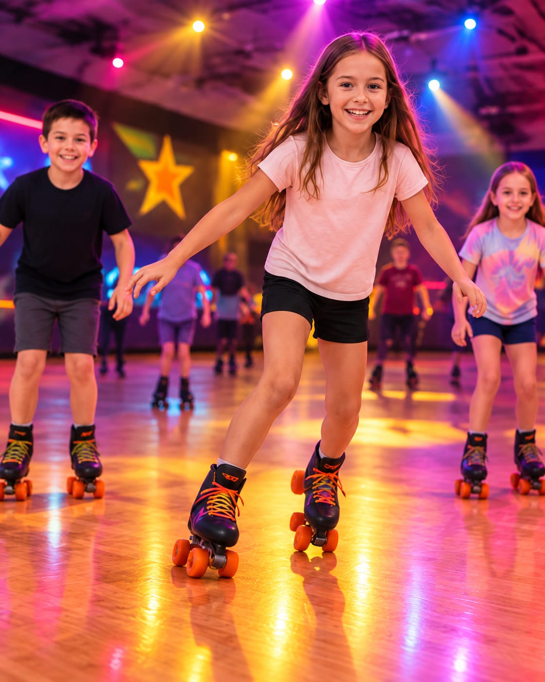 Family roller skating at Skate Station Funworks Gainesville