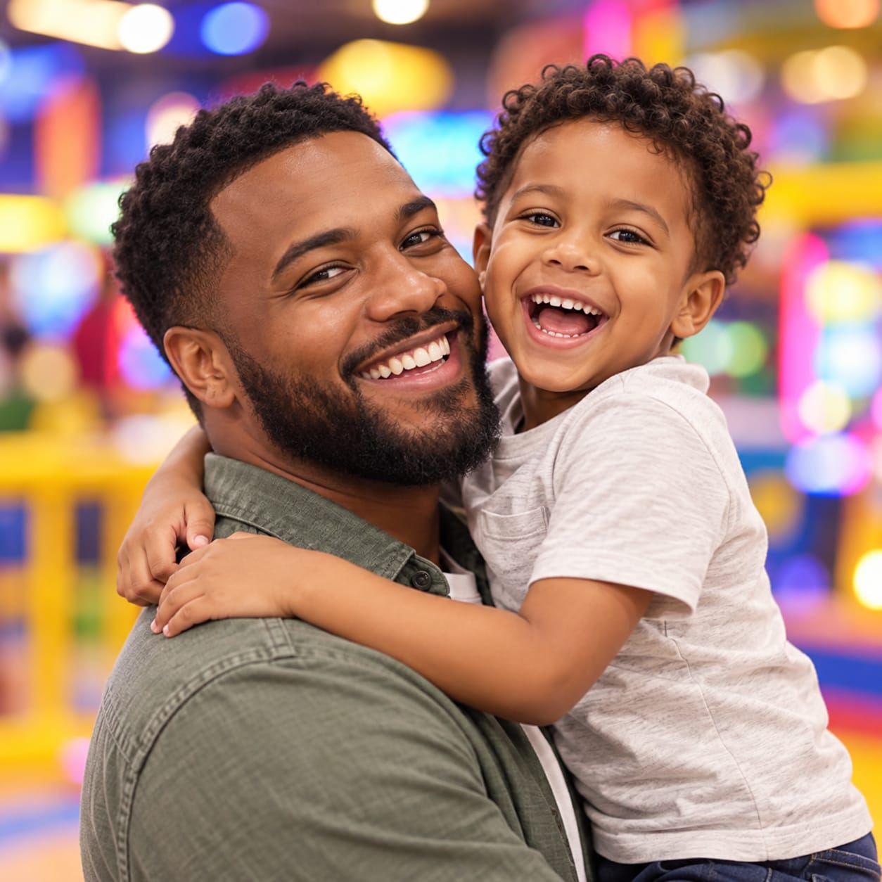 Father and son enjoying the arcade at Skate Station Funworks Mandarin